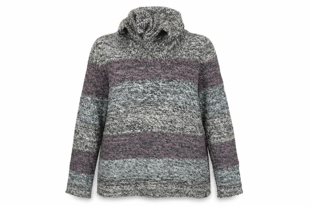 Front view of Tu women’s multicoloured striped jumper, size UK 14