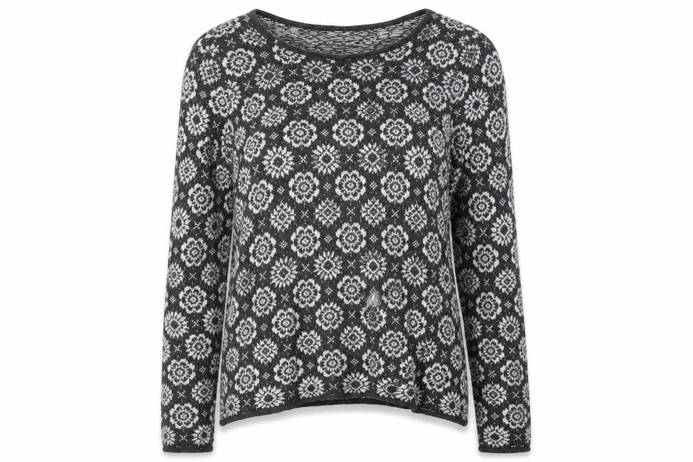 Front view of H&M women’s grey floral jumper, size M