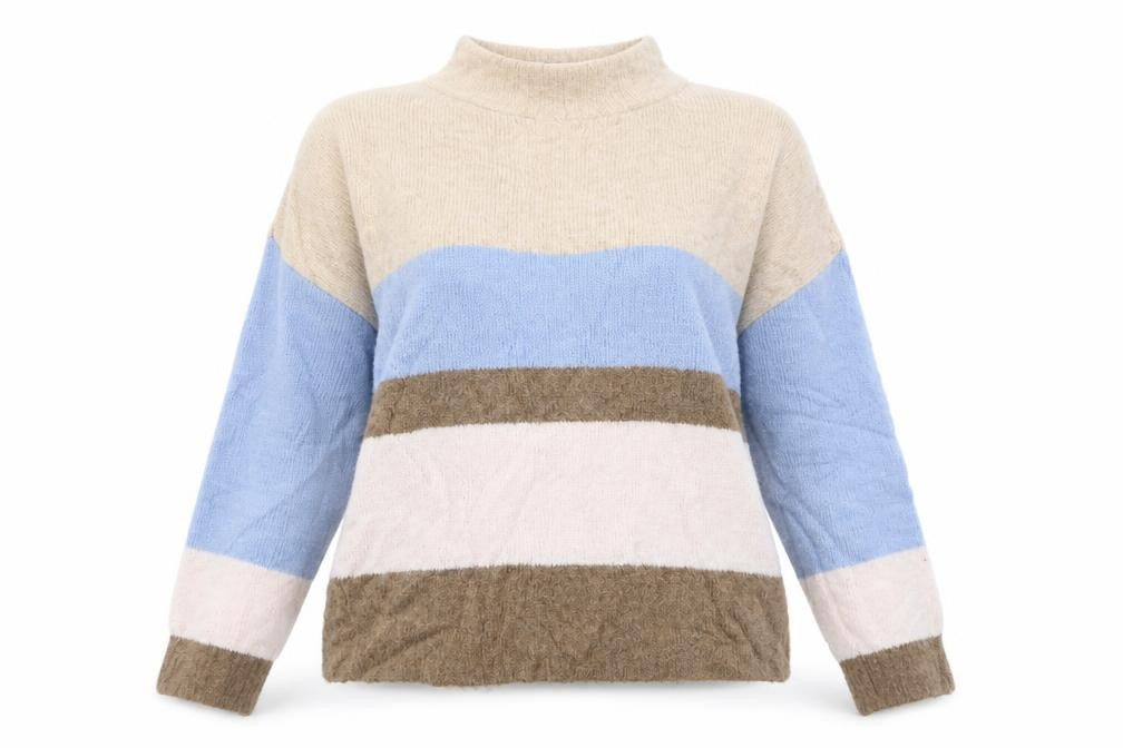 Front view of Next women’s multicoloured striped pullover sweatshirt, size L