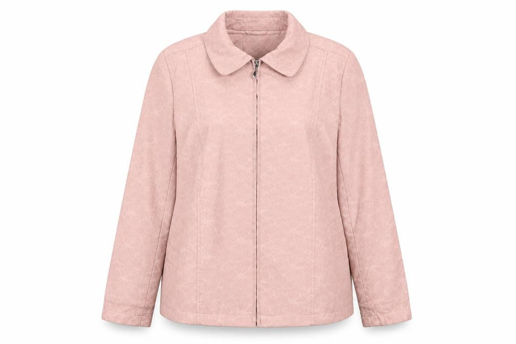 Front view of Bonmarché women’s pink jacket coat, size UK 14