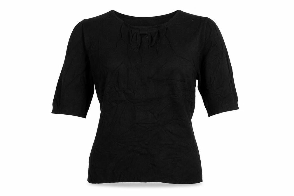 Front view of Viz a Viz women’s black knit jumper, size UK 12