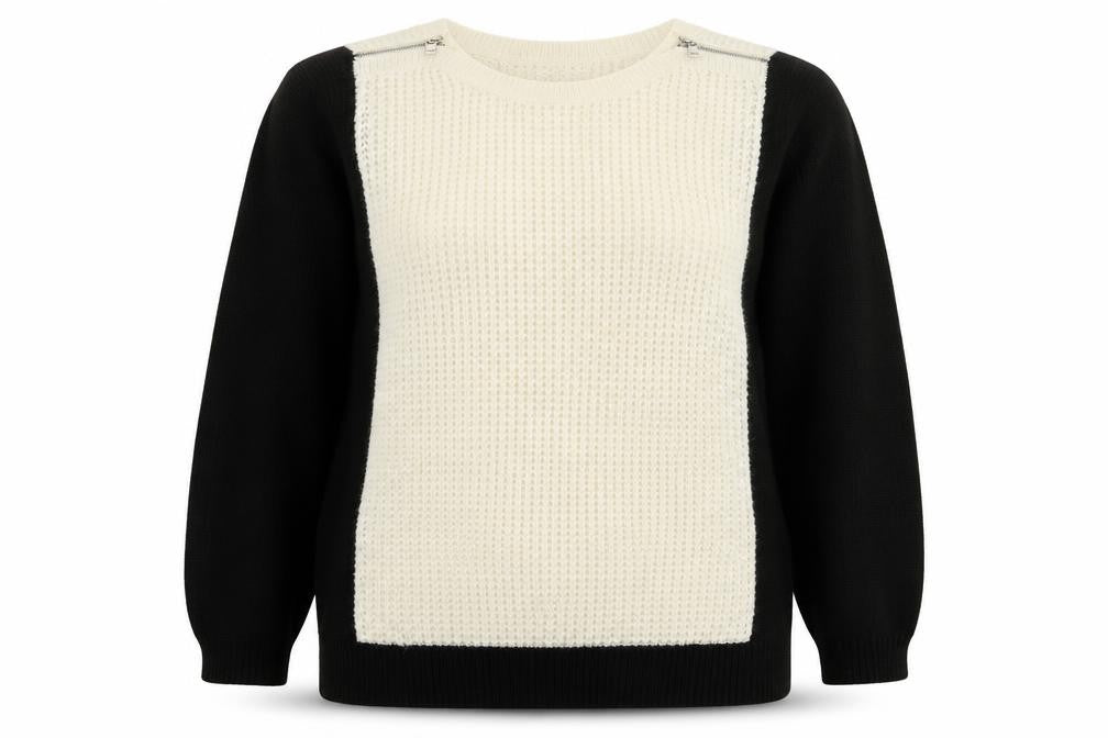 Front view of Marks & Spencer women’s multicoloured knit jumper, size UK 16