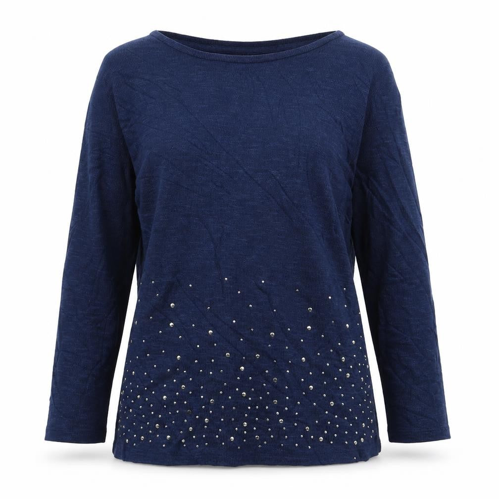 Front view of Tu women’s blue knit jumper, size UK 10