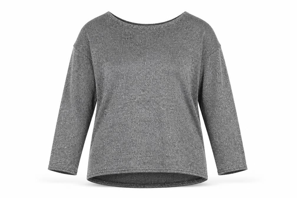 Front view of Atmosphere women’s silver knit jumper, size UK 10