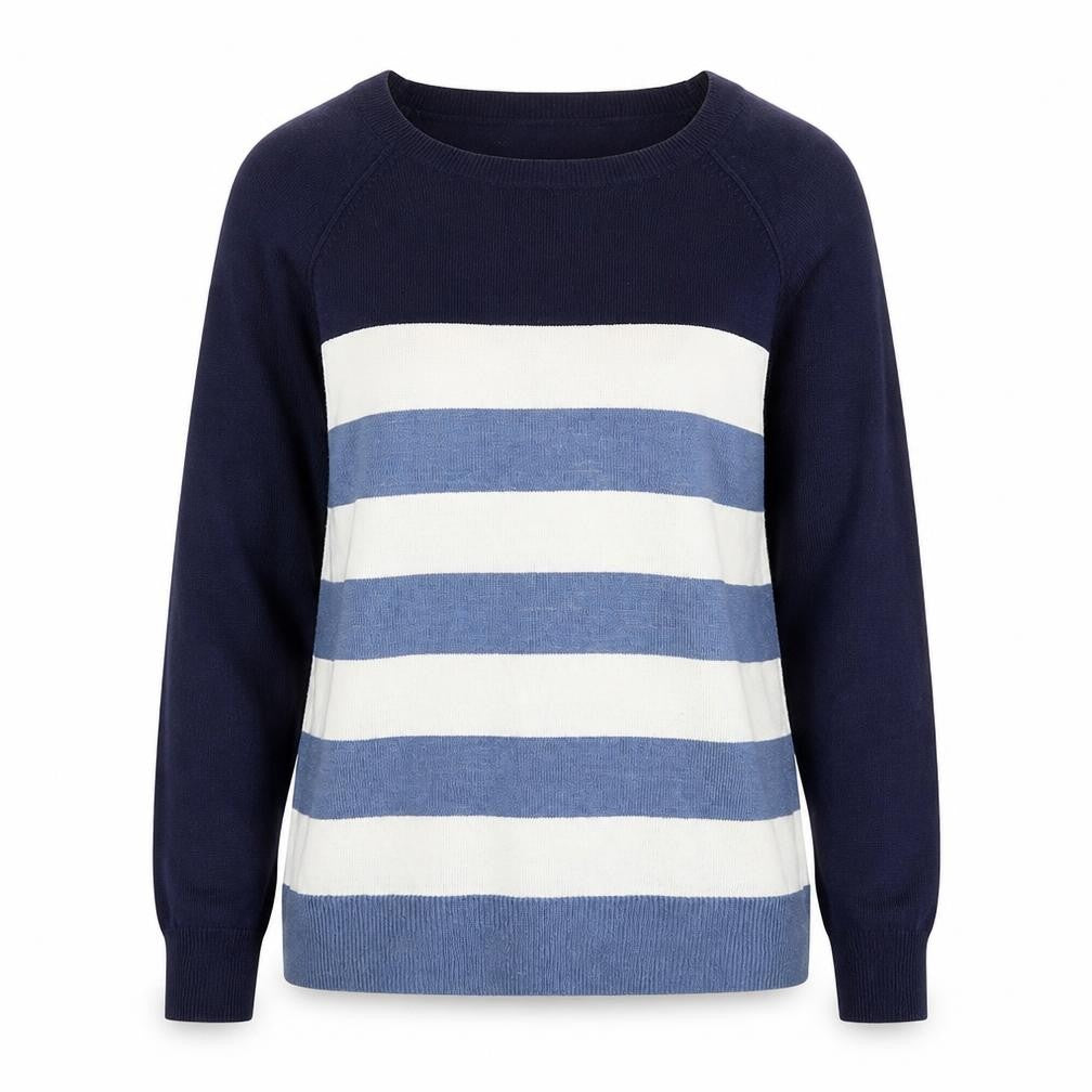 Front view of Papaya women’s multicoloured striped knit jumper, size UK 12