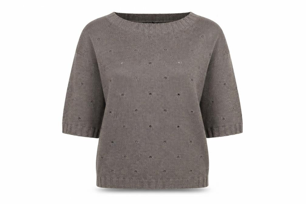 Front view of Studio women’s grey knit jumper, size UK 12