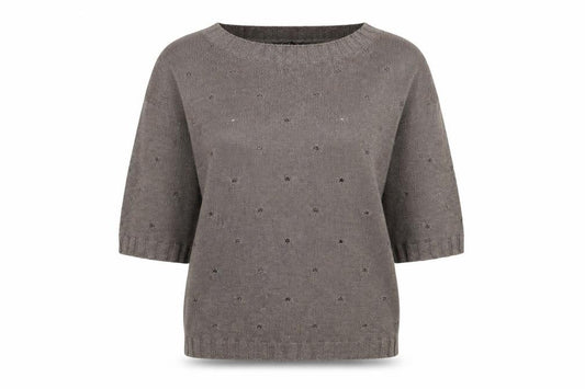Front view of Studio women’s grey knit jumper, size UK 12