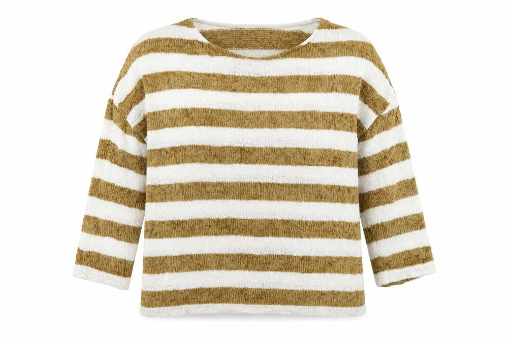 Front view of Tu women’s multicoloured striped knit jumper, size UK 8