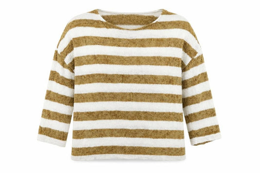 Front view of Tu women’s multicoloured striped knit jumper, size UK 8