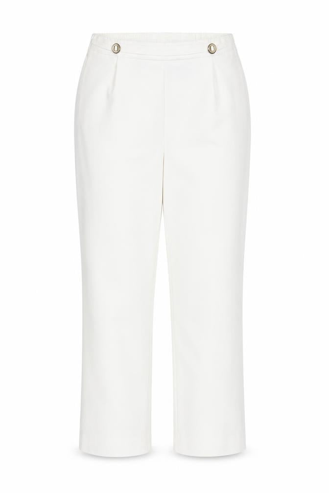 Front view of Bonmarché women’s white trousers, size UK 12, 24-inch leg
