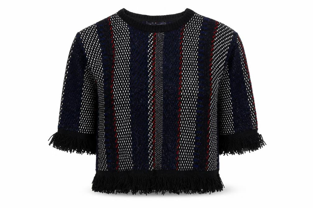 Front view of Marks & Spencer women’s multicoloured striped jumper, size M