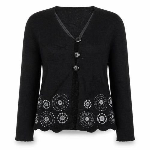 First Avenue Womens Black Floral  Cardigan Jumper Size M