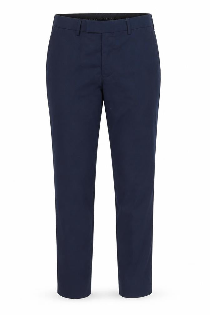 Front view of H&M women’s blue capri trousers, size M, 28-inch leg