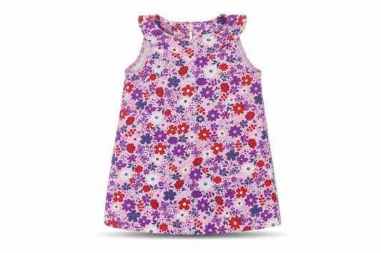 Front view of Mini Club girls’ pink floral a-line, size 3-6, months