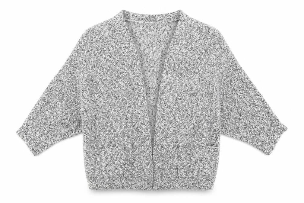 Front view of Atmosphere women’s grey cardigan jumper, size S