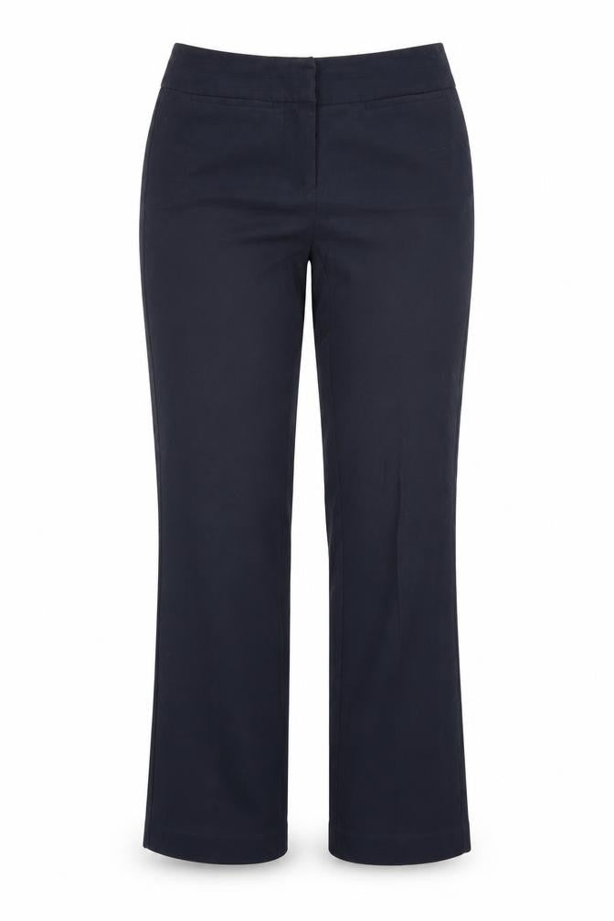 Front view of Trutex women’s blue trousers, size UK 24, in, 29.5-inch leg
