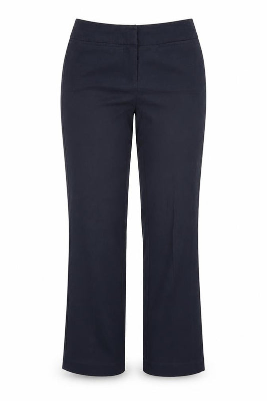 Front view of Trutex women’s blue trousers, size UK 24, in, 29.5-inch leg