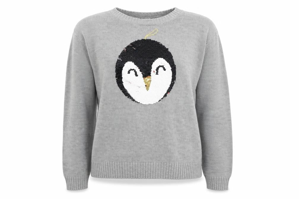 Front view of Divided women’s grey jumper, size S, - penguin baubaul