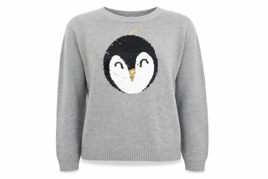 Front view of Divided women’s grey jumper, size S, - penguin baubaul