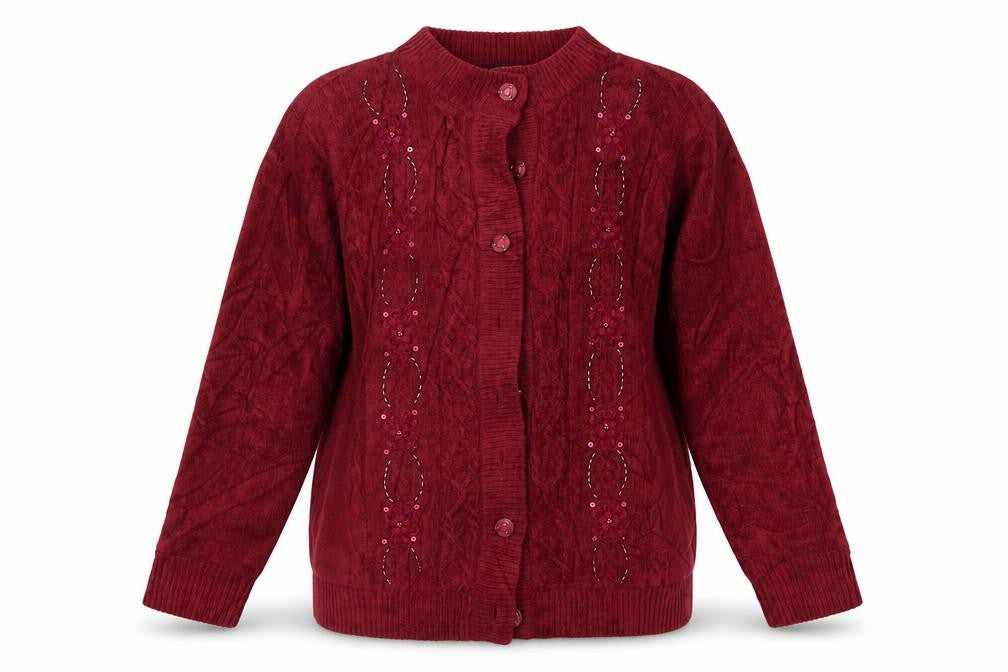 Front view of Reflect Collection women’s red jacket coat, size L