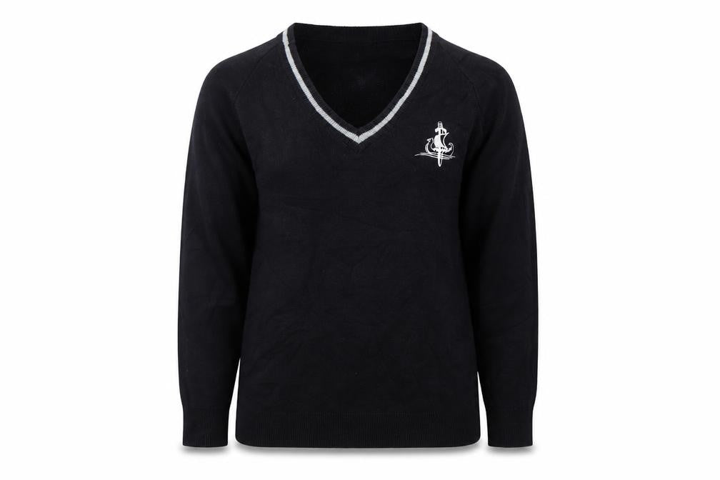 Front view of coolflow women’s black jumper, size UK 8