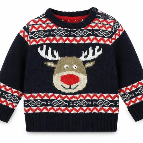 Earlydays Girls Blue Geometric  Pullover Jumper Size 3-6 Months  - Raindeer