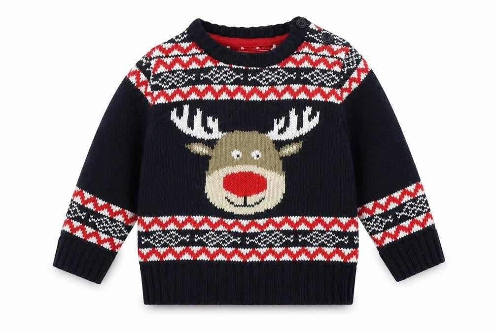 Earlydays Girls Blue Geometric  Pullover Jumper Size 3-6 Months  - Raindeer