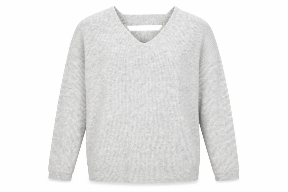 Front view of F&F women’s grey jumper, size UK 14