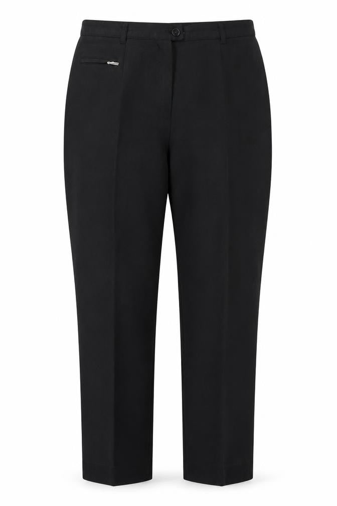 Front view of Marks & Spencer women’s black trousers, size UK 14, 25.5-inch leg