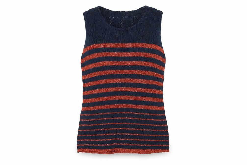 Front view of Nada del Riccio women’s multicoloured striped basic tank, size M