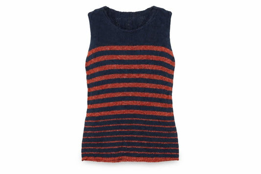 Front view of Nada del Riccio women’s multicoloured striped basic tank, size M