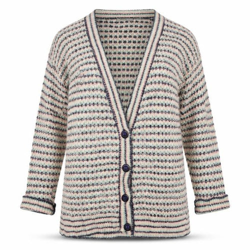 Internacionale Womens Multicoloured Striped  Cardigan Jumper Size L