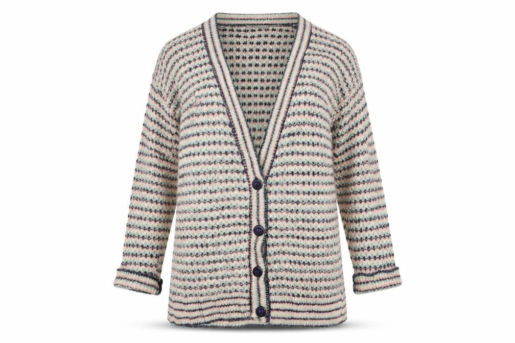 Internacionale Womens Multicoloured Striped  Cardigan Jumper Size L