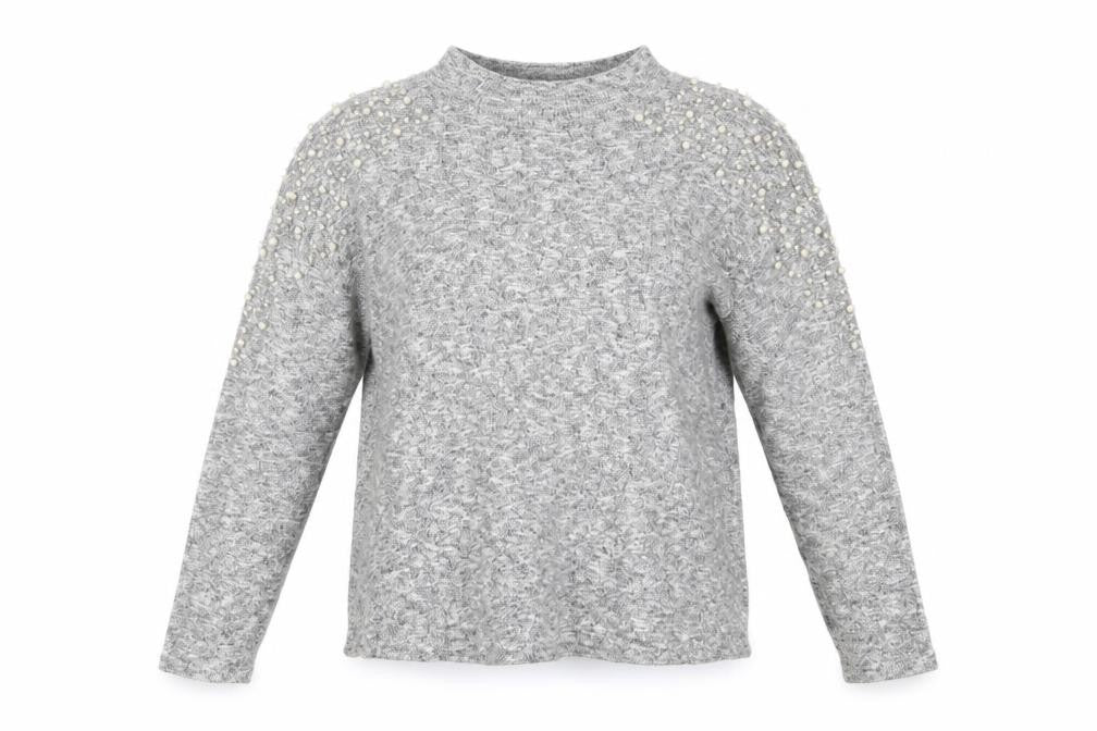 Front view of H&M women’s grey basic blouse, size S
