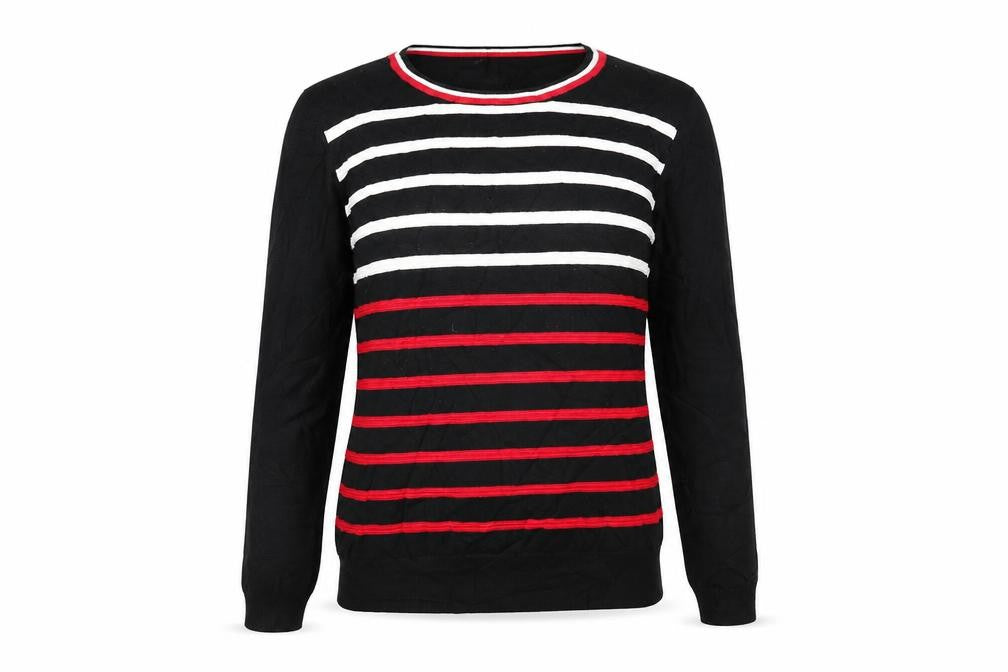 Front view of Preworn women’s multicoloured striped basic blouse, size S