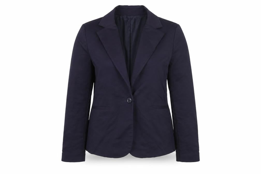 Front view of Saint Tropez Clothing women’s blue rayon jacket coat, size L