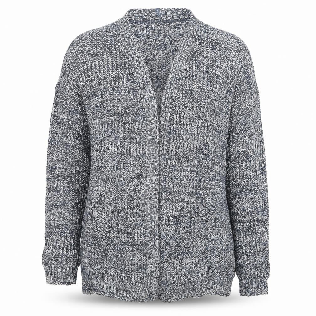 Front view of One touch women’s blue cardigan jumper, size M