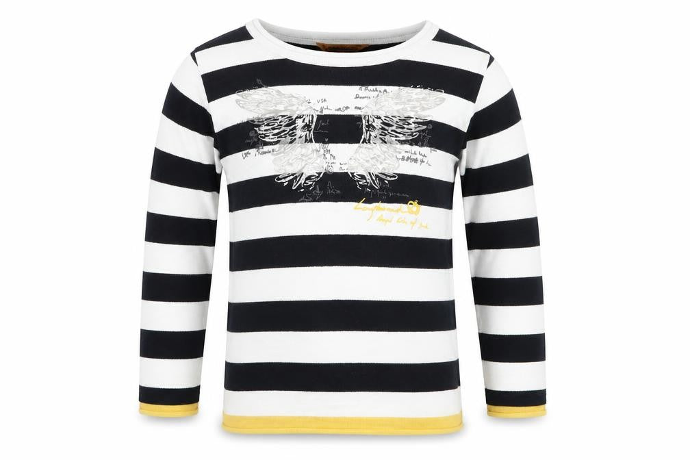 Front view of Long board boys’ white striped jumper, size 5, years