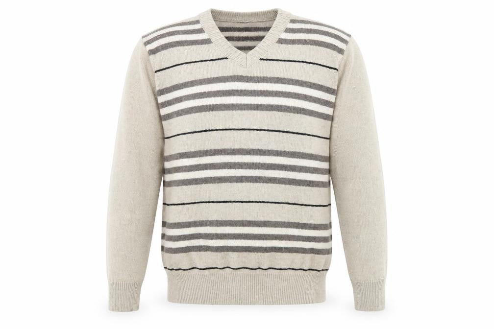 Front view of tee men’s beige jumper, size M