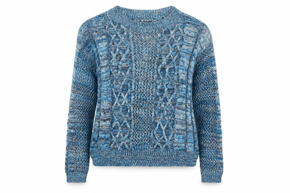 Front view of bikbok women’s blue jumper, size XS
