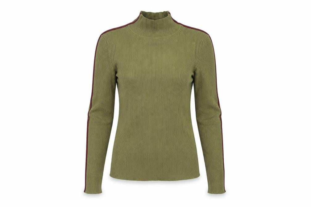 Front view of Zara women’s green knit jumper, size UK 6