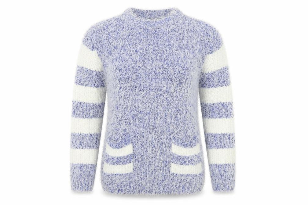 Front view of buisdaei women’s blue jumper, size XL