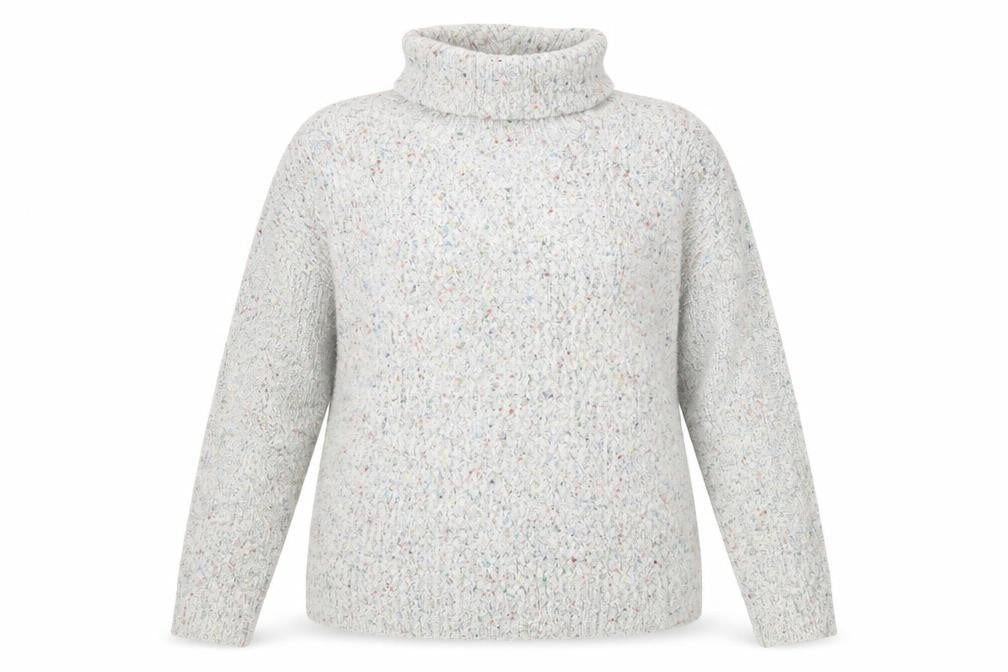 Front view of M&Co women’s grey jumper, size UK 14