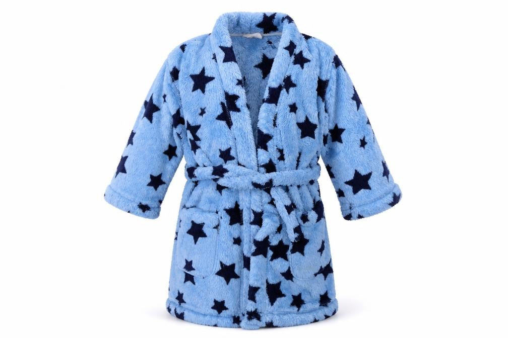 Front view of Marks & Spencer boys’ blue geometric robe & gown set, size 2-3, years
