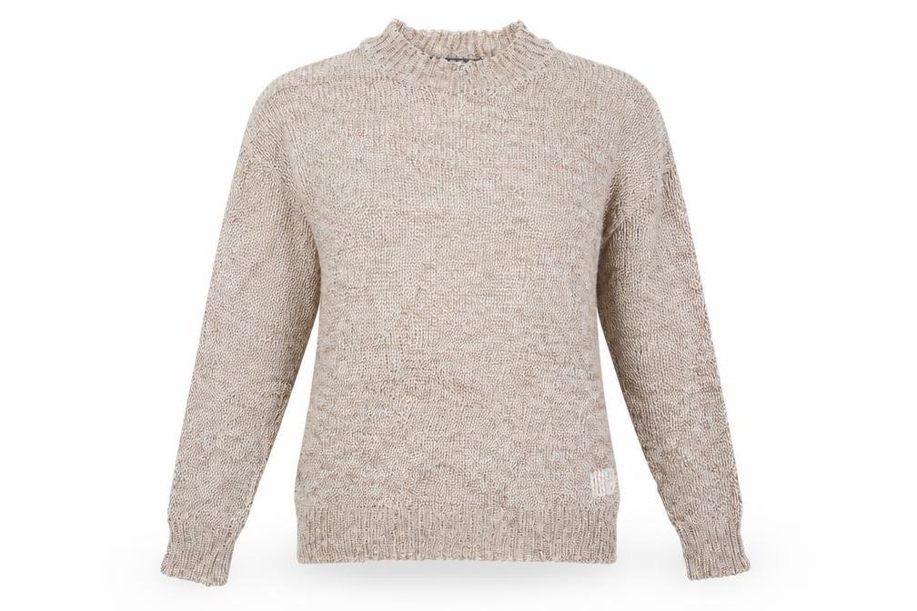Front view of Studio women’s brown jumper, size UK 8, - studio metallic sweater