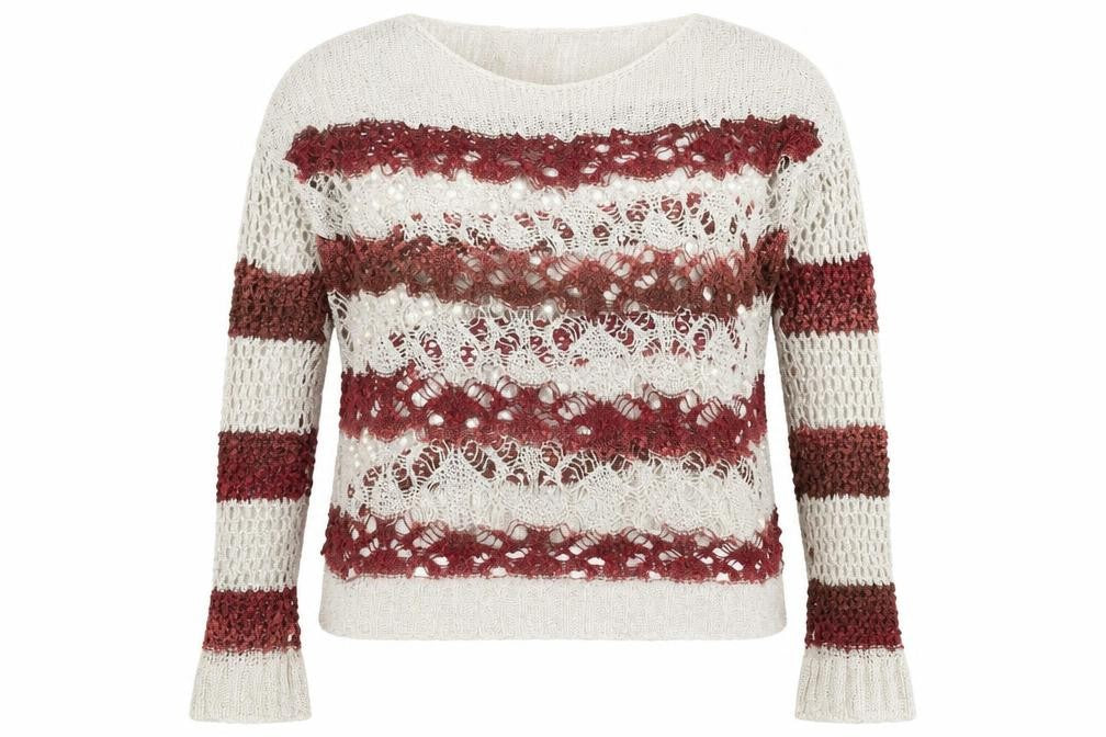 Front view of Matalan women’s red striped jumper, size L