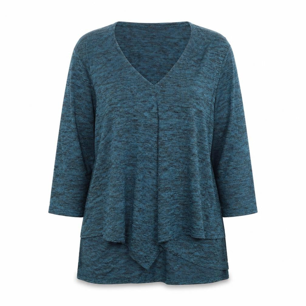 Front view of Bali women’s blue basic blouse, size XL