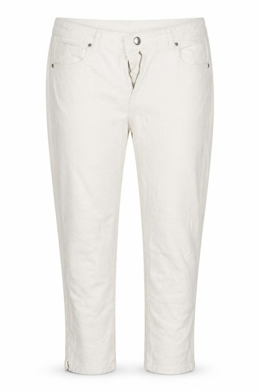 Front view of women’s white denim cropped jeans, size UK 32, 20-inch leg