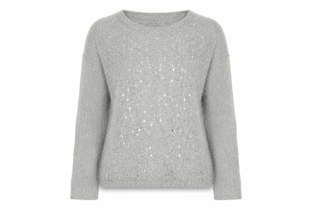 Front view of F&F women’s grey jumper, size UK 10