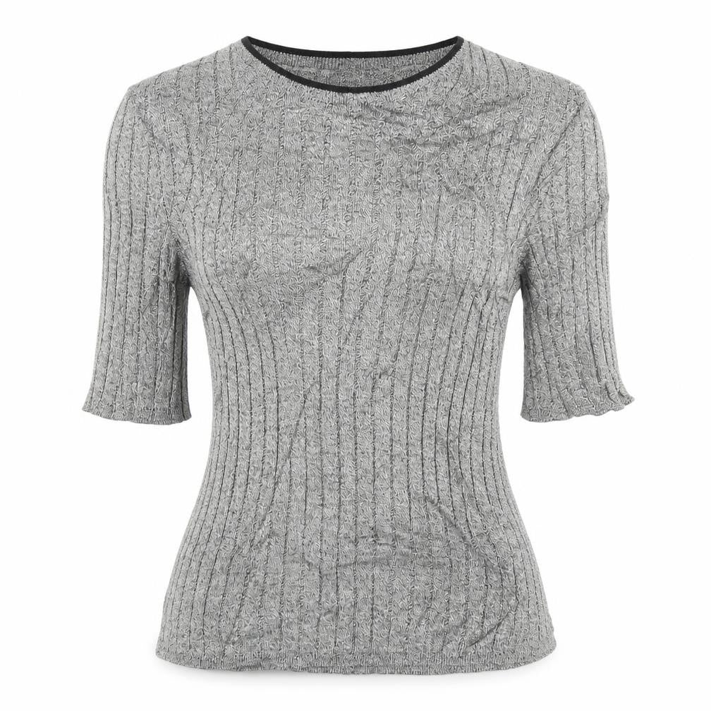 Front view of Marks & Spencer women’s grey basic t-shirt, size UK 8